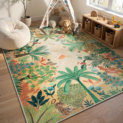 Tapete Boho 8x10 lavado antideslizante multicolor miniatura 2