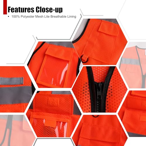 Image of Safety Vest for Men Women Hi Vis Vest with Pockets Mesh High Visibility Vests Meets ANSI /ISEA Standards
