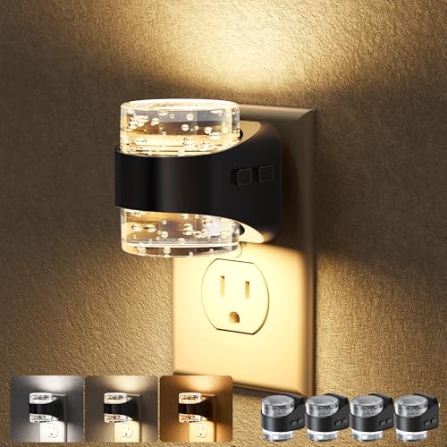 Image of Briignite LED Night Light Plug into Wall[4 Pack] Dimmable Night Light with Bubble Design 3000K /4000K /5000K & 3 Brightness Levels for Baby Nursery, Hallway, Bathroom, Kids Room, 3CCT