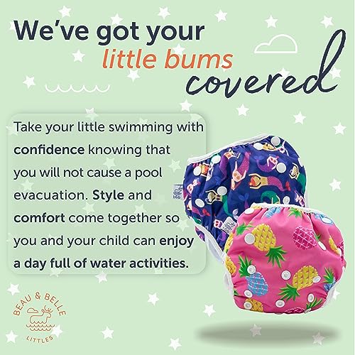 Large Nageuret Reusable Swim Diaper — Adjustable & Stylish Reusable Diapers — Swim Diapers for Toddlers — Sizes 4-6 (30-45lbs) (Narwhal)2