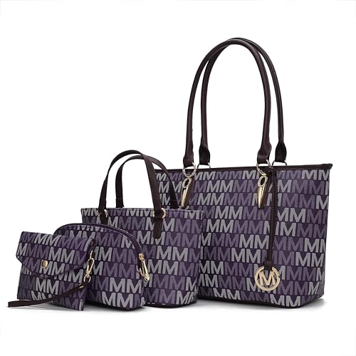 Image of MKF Collection Tote Bag for Women, Shoulder Bag & Wristlet Pouch Top Handle Vegan Leather 4Pcs Set by Mia K