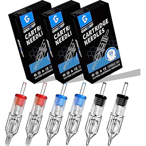Gakonp Tattoo Cartridge Needles 60Pcs Mixed Tattoo Needles #12 Size 3RL 5RL 5RS 7RS 5RM 7RM for Beginners or Professionals Cover