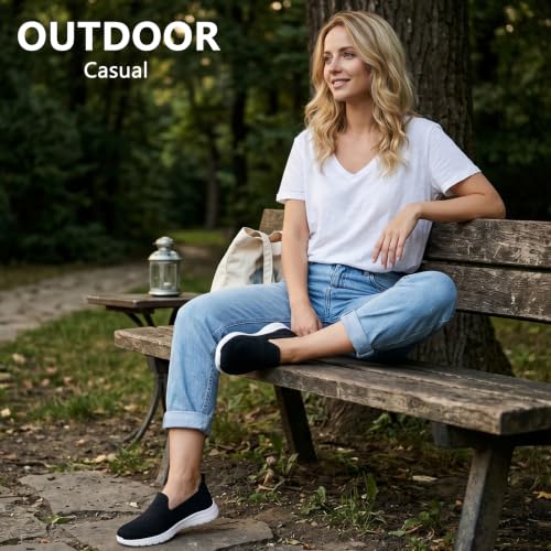 Image of Buyrew Loafers for Women - Comfortable Mesh Knit Slip On Walking Shoes with Arch Support - Dressy Business Casual Work Flats for Standing All Day - Lightweight Breathable Penny Loafers