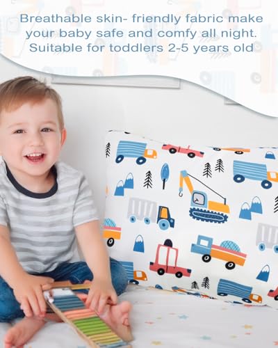 Image of ALVABABY Toddler Pillowcases Stretchy Soft Kids Pillow Cover 2 Pack Fit 13 inchx 18 inch or 12 inchx16 inch Envelope for Girl Boy Travel