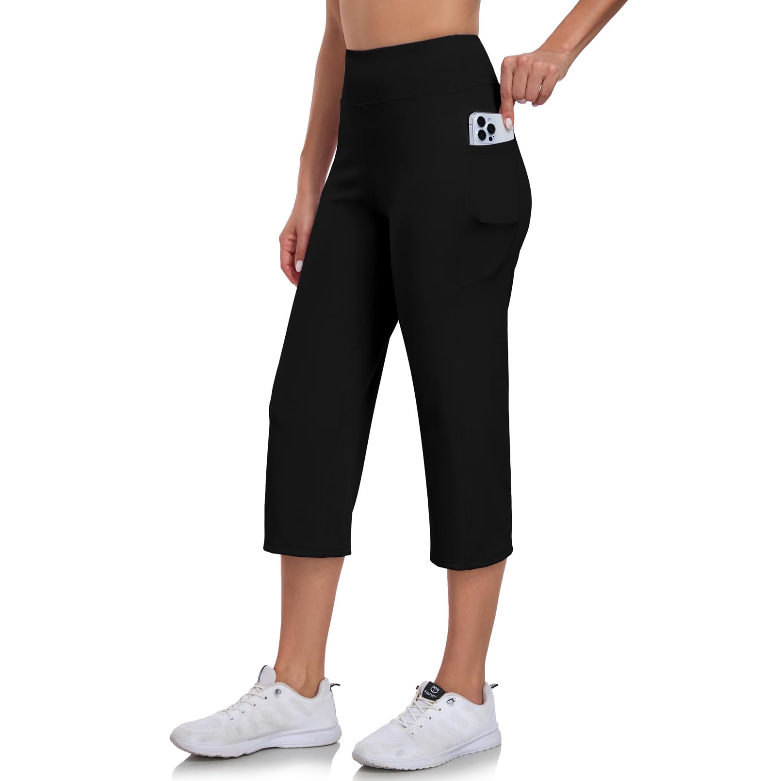 RAYPOSE Capri Yoga Pants with Pockets High Waist Workout Yoga Pants Leggings Crop Straight Pants