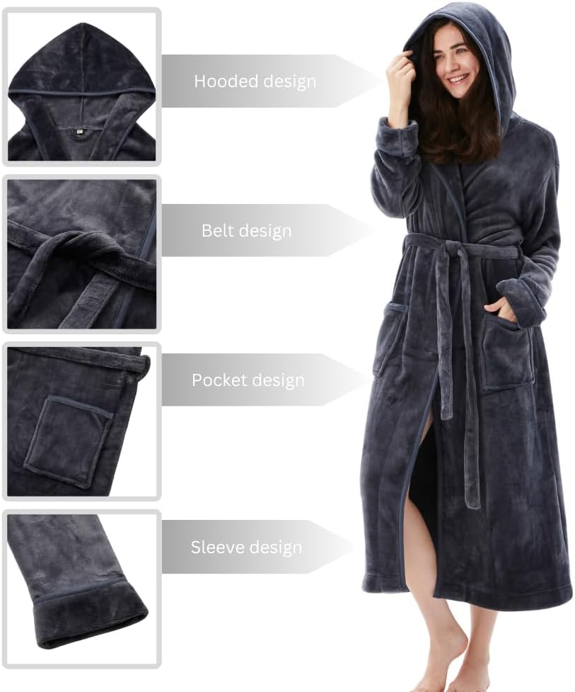 COOVA Premium Robe for Women – Plush Soft Robe, Fluffy, Warm, Long Fleece Bathrobe - Image 5