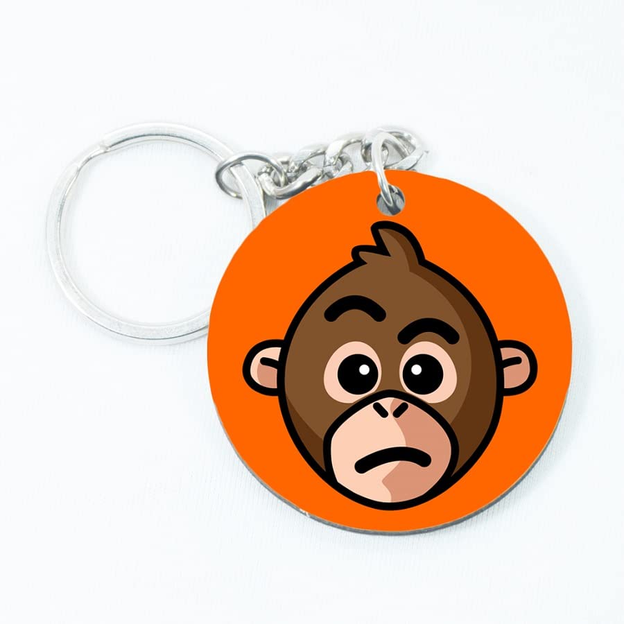 Printality Circle Shape Printed Wooden Keychains Monkey face Cute (Front & Back) Printed Key Chain for Bags, Lock, Home, Car and Bike Key chain (MONKEY 4)-image-14