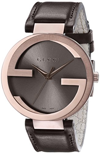 Gucci Women’s YA133309 Interlocking Brown Strap Watch