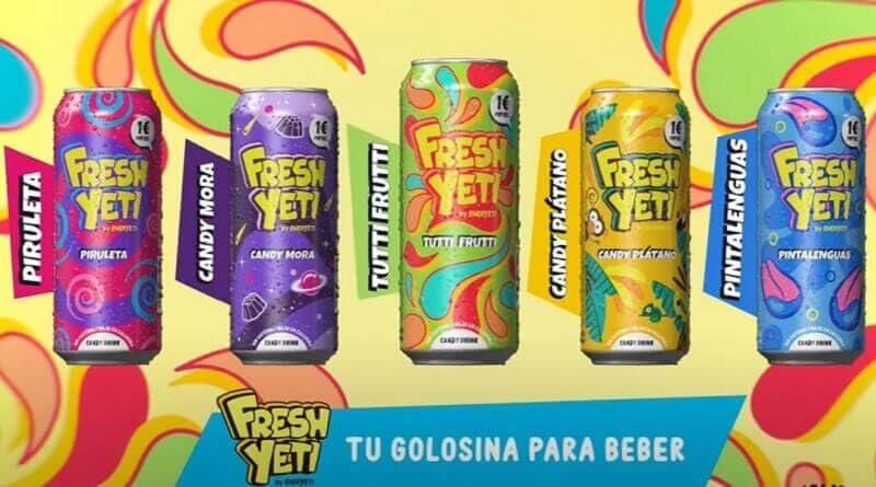 Bebida FreshYeti Sabor CANDY MORA - 24 Latas de 500 ml - SIN CAFEINA - Bebida Refrescante FreshYeti CANDY MORA