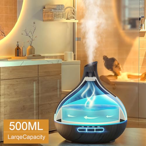 TDZXQQ Essential Oil Diffuser for Women: 500ml with 14 Color LED | Aromatherapy Diffuser with 2 Mist Levels - Ideal for Bedroom, Office & Travel - Auto Shut-Off for Safe Sleep - image 5