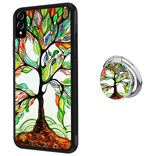 Yunan Designed Colorful Life Tree iPhone Xs Max Case with Buckle Ring 360Â° Rotatable Silvery Durable Ring Buckle, TPU Black Antiskid Tread Phone Case for iPhone Xs Max