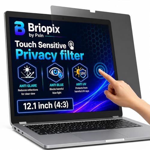 Image of Briopix Aura 12.1 Inch (4:3) | Touch Sensitive Privacy | Anti Blue | Anti Glare | UltraThin | UV Block & BLUVLIGHT Block Layer | Privacy Filter compatible with HP /Dell /Lenovo /Asus /Acer