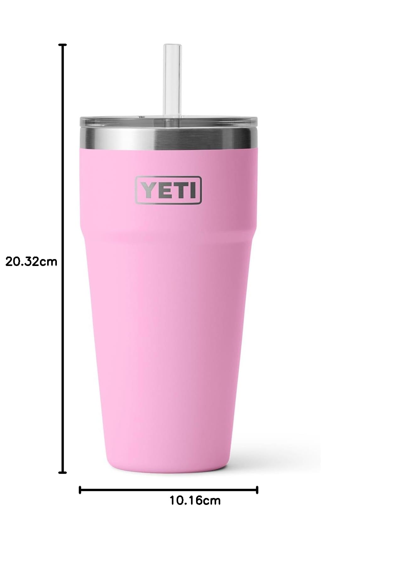 YETI Rambler Gobelet avec paille isotherme en acier inoxydable avec couvercle à paille, 769 ml, rose poudré