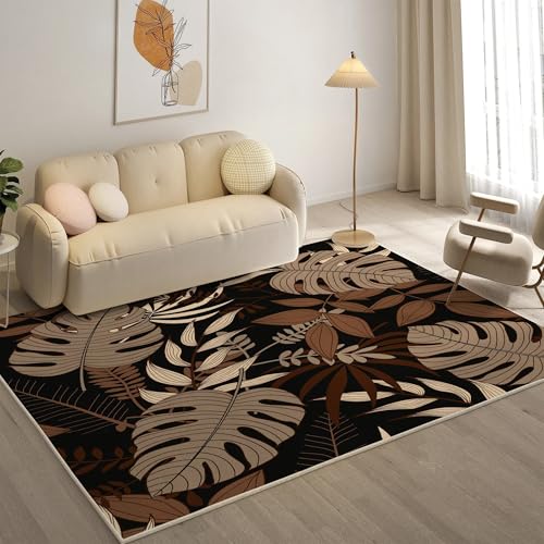 ３帖用　モンステラ柄カーペット(BR) Amazon｜北欧モンステラ柄 ラグ マハロ 約200×250cm 約3畳