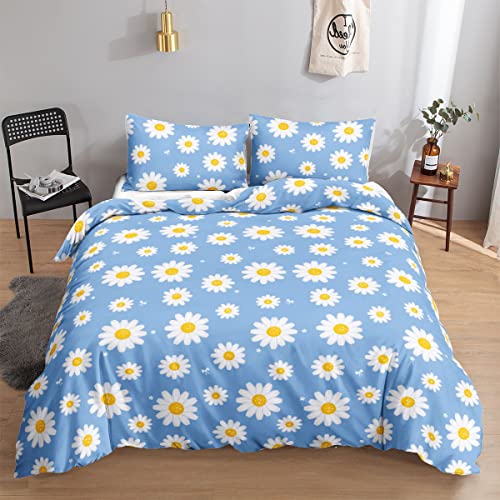 HOSIMA Kids Boys Girls Daisy Duvet Cover, 3-Piece Luxurious Soft Microfiber Daisy Bedding Set including Zipper