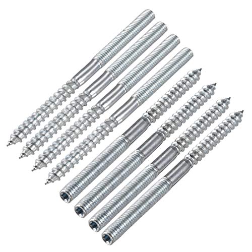 uxcell M6 Hanger Bolts Length 3-5/8"(91mm) Double Headed Bolts Self-Tapping Screw 6mm Wood Joint Furniture Legs 8pcs