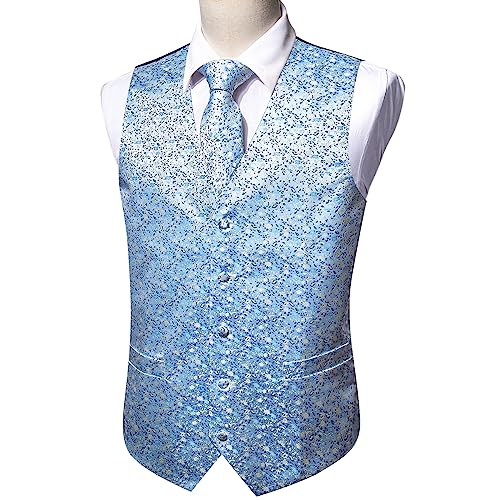 Men's Vest Dress Embroidered Spring Light Blue Paisley Flower Male Formal Suit Jacket4