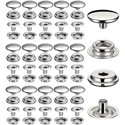 1000 Pieces Stainless Steel Snap Fastener, BetterJonny 15mm Heavy Duty Snap Button Press Stud Cap for Jeans Fabric Jackets Clothes Bag Leather DIY Craft Cover