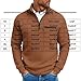 Mens Quarter Zip Pullover Casual Outdoor Stand Collar Pullover Mock Neck Long Sleeve Shirts Fashion Textured Tops, Beige, Large