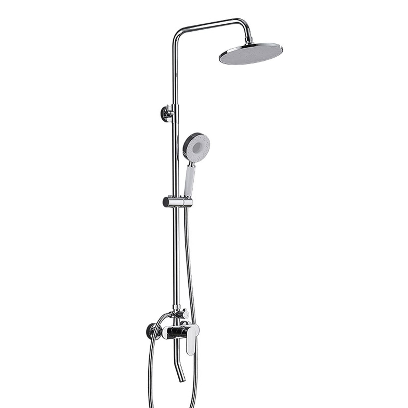 Système de douche ronde chromée murale avec douchette pour salle de bain