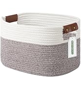 ECDYQXVU Cotton Rope Basket, Storage Baskets with Handle, 15x10x9 Inch Woven Basket for Shelves, ...
