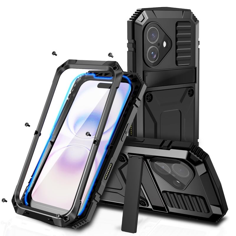 Funda para iPhone 17 para exteriores, IP-54, soporte, protector de pantalla, resistente militar, 360 grados, carcasa de silicona a prueba de golpes para iPhone 17 de 6.3 pulgadas, color
