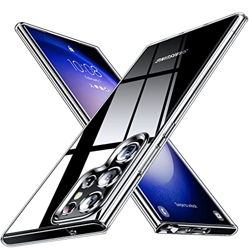 Simtect for Samsung Galaxy S23 Ultra Case [Never-Yellowing] [10 FT Military Drop Protection] Slim Fit Soft TPU Silicone Shockproof Phone Case for Galaxy S23 Ultra Case 6.8 inch - Crystal Clear