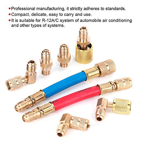 Kit d'adaptateur de connecteur de réfrigération Suuonee, 8 pièces/ensemble de tuyaux de l'adaptateur de connecteur de réfrigération R-12A/C pour la climatisation R134A R12