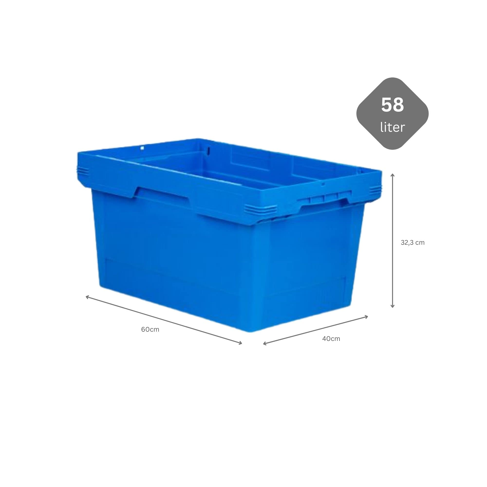 PROREGAL SET SUPER ÉCONOMIQUE 10x Bac de transport conique empilable bleu | HxLxP 32,3x40x60cm | 58 litres | Bac Euro, Eurobox, boîtes de rangement, empilables, caisse de transport