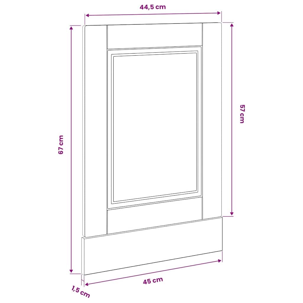 Geschirrspülerblende Porto Spülmaschinenfront für teilintegrierte Einbaugeschirrspüler Frontblende aus Holzwerkstoff Räuchereiche Optik 45 x 1,5 x 57 cm Küchenfront