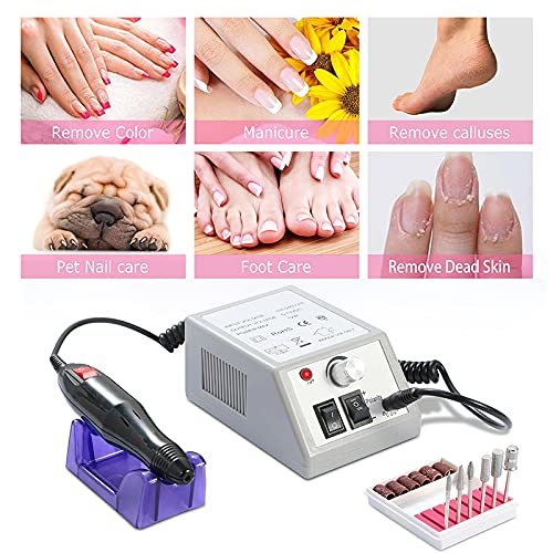 Elektrische Nagelfräser Fräser Nagelfeile/Maniküre/Pediküre Kit Maniküre Set plus 6Bits und Schleifhülsen mit geringem… – Bild 6