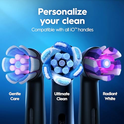 Image of Oral-B Rechargeable Electric Toothbrush, iO3 Limited Deep Clean, 3 Cleaning Modes, Visual Pressure Sensor to Protect Gums, 2 Brush Heads, Travel Case, ICY Blue (Pack of 3)