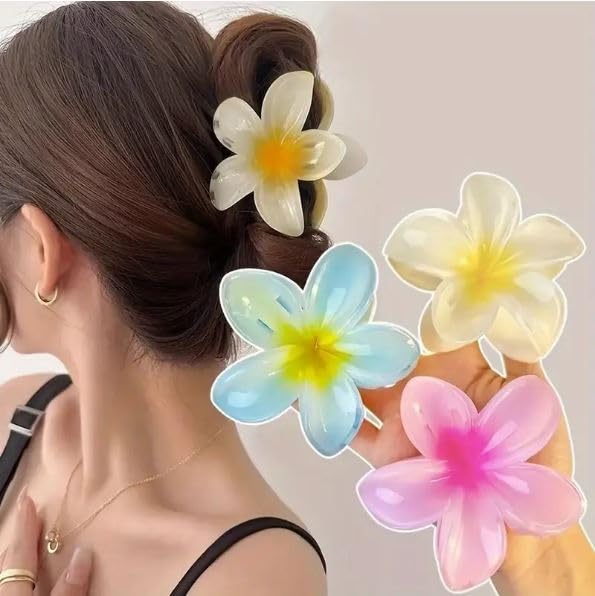 Beautiful Super Bright Multicolor Hair Clips for Women Girls Accessory Strong Non Slip Perfect Hold Thick Hair Long Decorative Floral Cute Set of 3