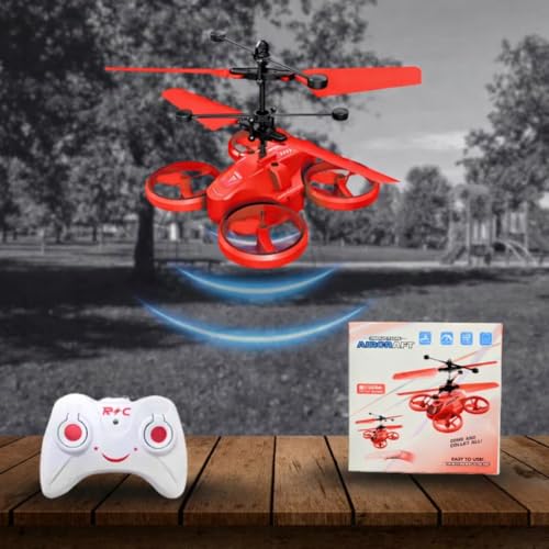 Image of Hand Sensor Drone for Kids Red | Gesture Control Flying Helicopter Toy with LED Lights | Rechargeable Indoor Flying Toy | Automatic Hover Safe Drone | Birthday Gift for Boys Girls