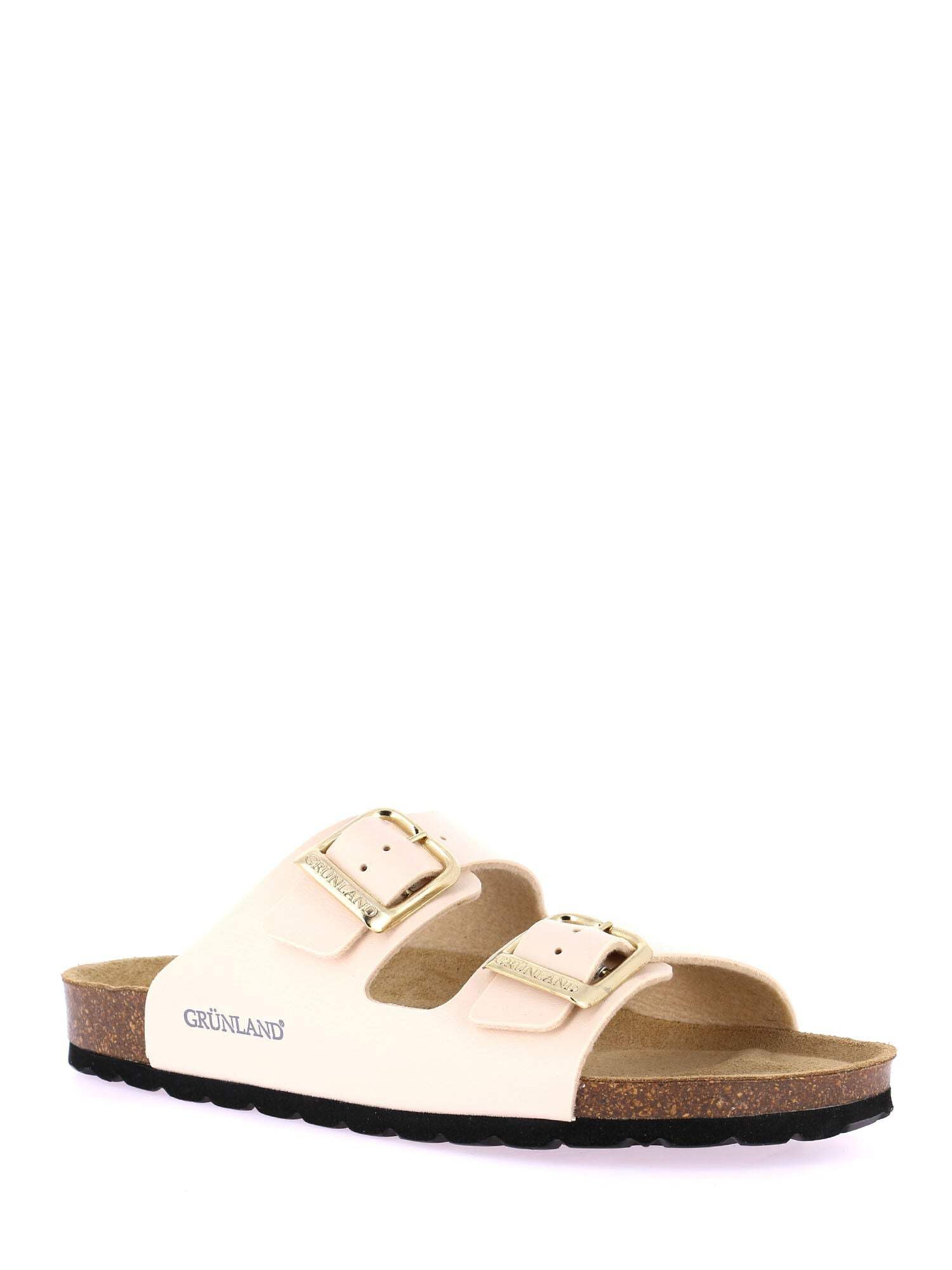 Grunland Sara CB9952 Brzoskwiniowy puder kapcie damskie, anatomiczne skórzane klamerki