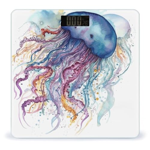 Báscula Digital de Baño Precision Medición Color Medusa Acuarela miniatura 1