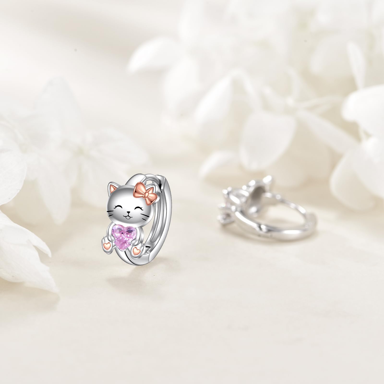 VONALA Einhorn/Faultier/Katze/Schwein/Kuh/Frosch/Hase/Koala Creolen Ohrringe, 925 Sterling Silber Tier Schmuck mit Rosa Zirkonia für Damen Mädchen Kinder