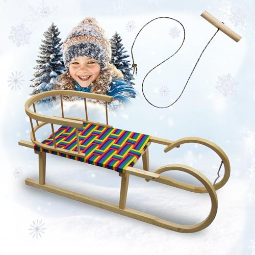 Hörnerrodel 100 cm mit Rückenlehne & Gurtsitz bunt -...