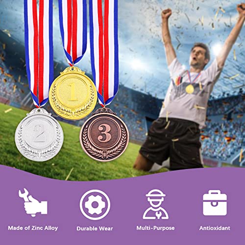 Swpeet Metal Gold Silver Bronze Award Medals with Ribbon, Olympic Style Winner Medals for Kids Children's Events, Classrooms - Image 4
