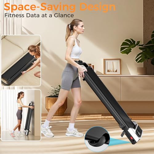Walking Pad Treadmill with 8% Incline for Home Office,3.0HP Low Noise Portable Folding Under Desk Treadmill with Remote Control,Jogging Running Machine,350 Lbs Capacity,LED Display,Handle Bar - Image 5