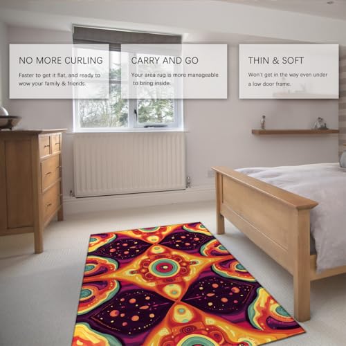Tapis ethnique lavable 160x200cm moquette rétro bohème - 5