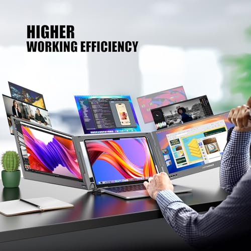 Image of Dual Screen Laptop Monitor Extender, 15.6 inch Fully Compatible Laptop Triple Screen Extender, FHD 1080P IPS Portable Monitor for Laptops 12~17 inch, Plug & Play with USB-C for Win /Mac /PS5 /Switch /PS4