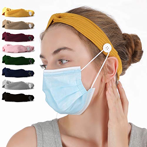 8 pack headbands with button, yarkor women headband for nurses do…