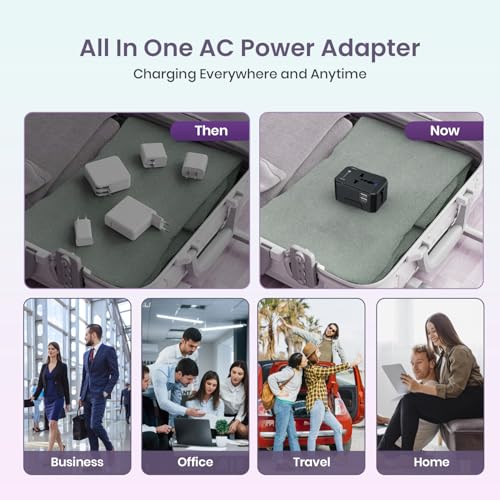 Image of Portronics Juicemate 2 Universal Travel Adapter with 12W Dual USB-A Output Port, All in One International Travel Fast Charging Adapter, Suitable for 200+ Countries US,UK,EU,AUS,Etc (Black)