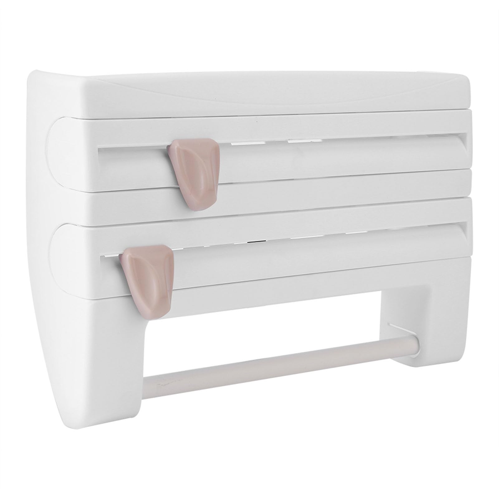 Soporte para rollos de pared, rodillo de corte de 3 capas, soporte para rollos de papel con cuchillas afiladas, cortador de papel con superficie de almacenamiento para total cocina y baño 15,3 x 3,94