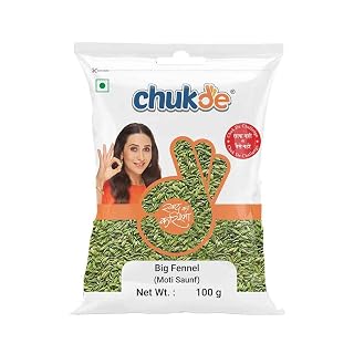 Chukde Spices Moti Saunf - Sonf Moti - Foeniculum Vulgare - Fennel Seed Big 100g - Pack of 2