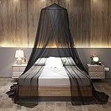 Mengersi Mosquito Net Bed Canopy Black,Large Bed Hanging Curtains from Ceiling Bed Mesh Fit for Twin,Full,Queen,King Size Bed,Quick Easy Installation-Garden,Camping,Travel,Bedroom Accessories