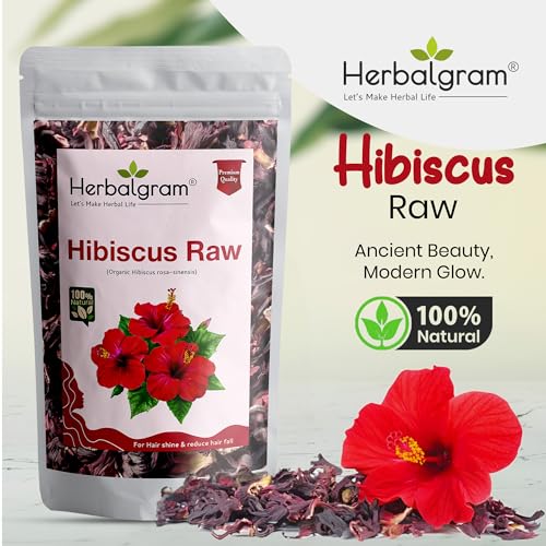 Image of Organic Bhringraj And Hibiscus Raw Dried Flowers And Leaves Whole For Making Hair Shampoo Or Oil Pure Raw Form Combo (Count 2) 100Gm Each (Hibiscus-Bhringraj 100G)