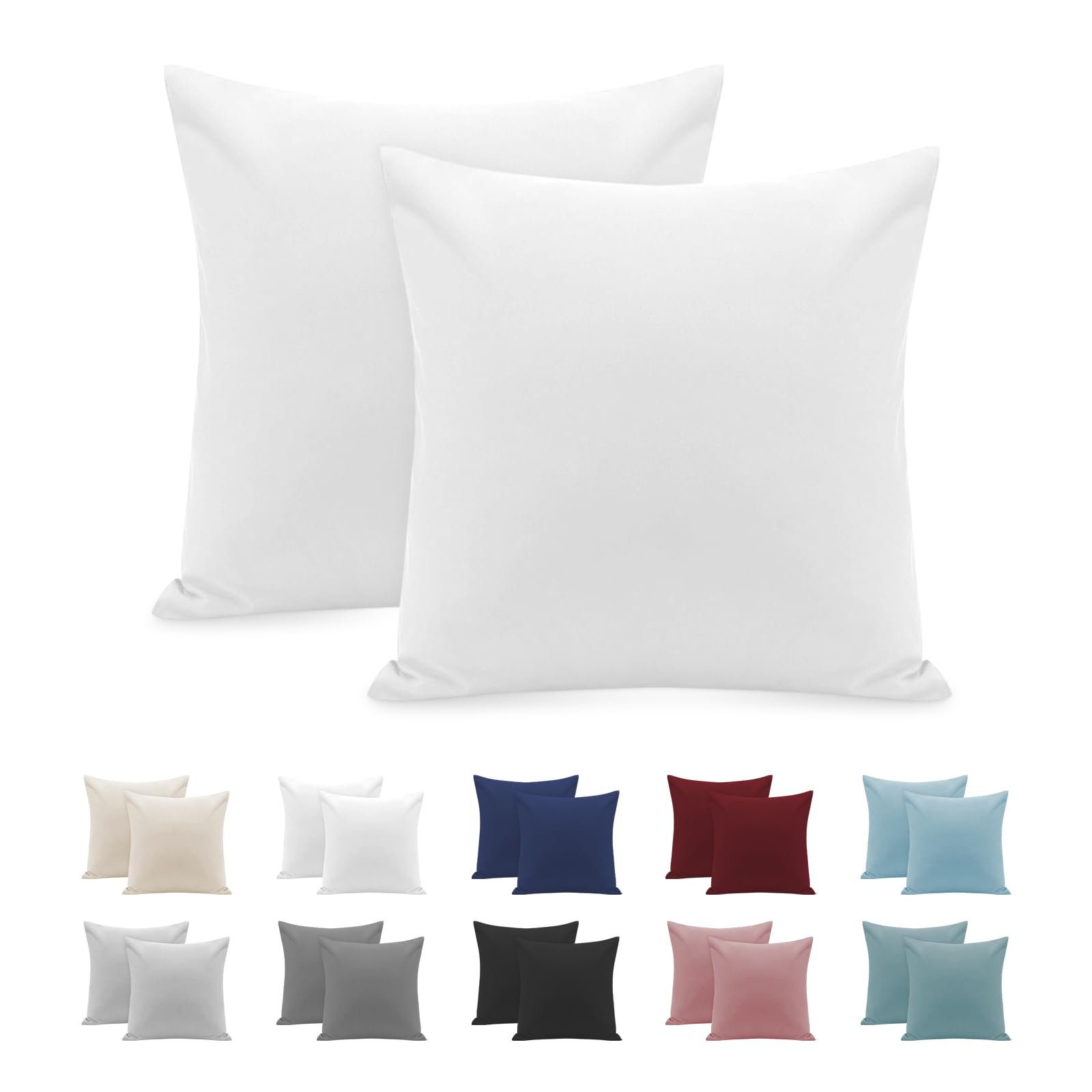 Set 2 Federe Cuscino 50x80cm In Microfibra Premium - Ipoallergeniche E Traspiranti Con Cerniera Nascosta