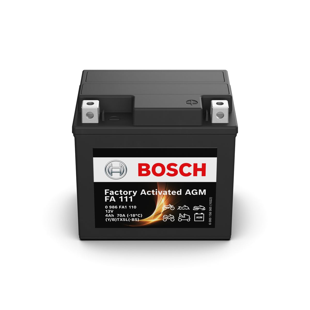Bosch FA111 - Batteria AGM per motocicli - 12V 70A 4Ah - Adatta per moto, motociclette, enduro, scooter, quad, moto d'acqua - Compatibile M6004, BTX5L-BS, BTX5L
